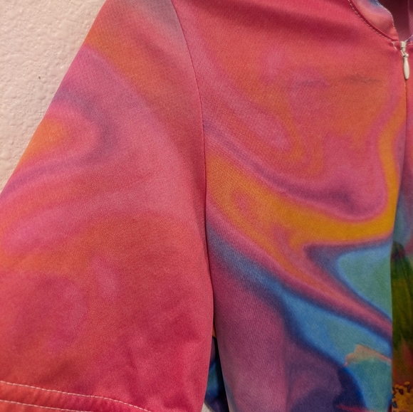 Vintage Pace Sportswear Colorful Tie Dye Floral Women's Cycling Jersey Top sz M - Picture 5 of 10